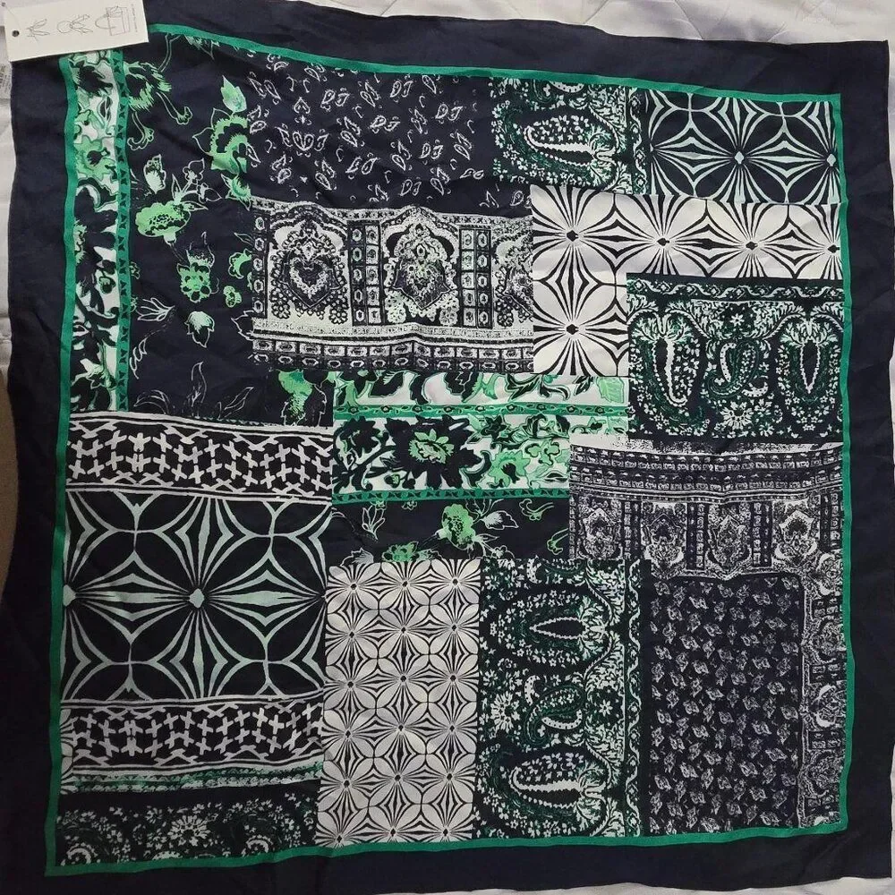 LOFT Deco Patchwork Silk Square Scarf